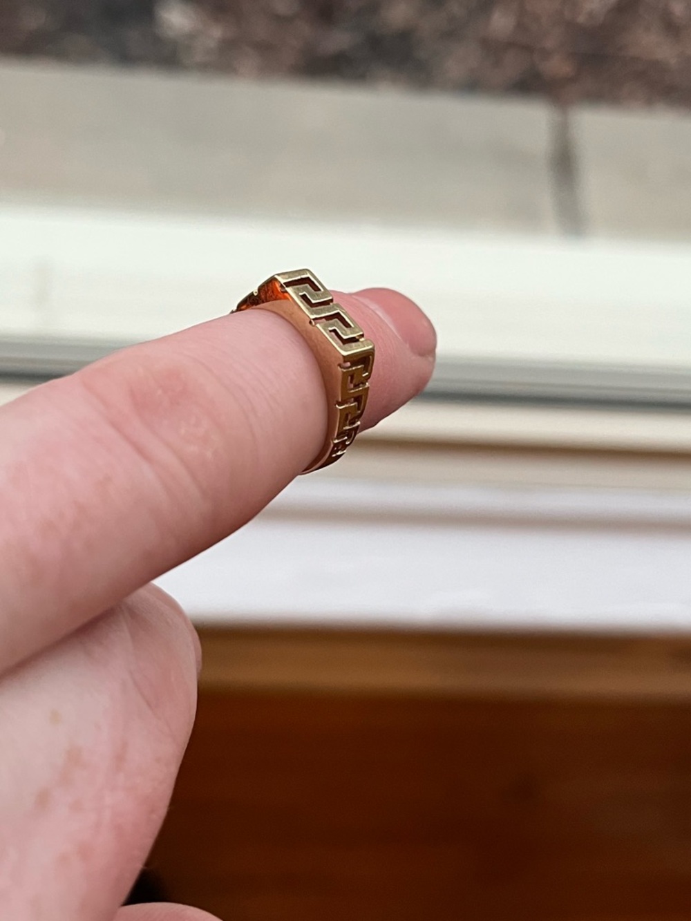 Solid 10k Greek Key Ring - Picture 4 of 4